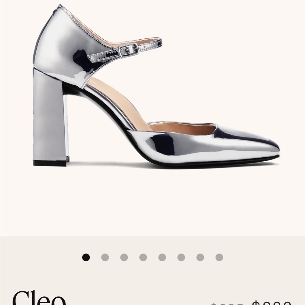 Cleo Silver Block Heel Mary Jane Shoes
